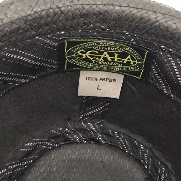 Scala Unisex L Black Summer Straw Fedora Hat Band Trilby Cuban Panama Short Brim - Picture 10 of 10